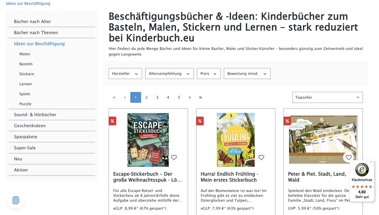 Shopware Projekt Kinderbuch.de Relaunch  von der Shopware Agentur enno.dev – E-commerce Lösungen Search site