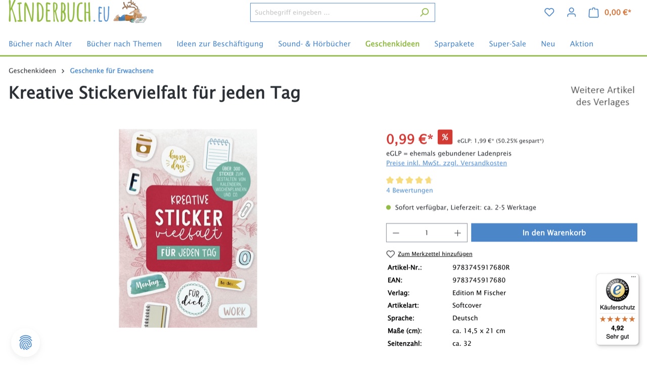 Shopware Projekt Kinderbuch.de Relaunch  von der Shopware Agentur enno.dev – E-commerce Produkt site Lösungen