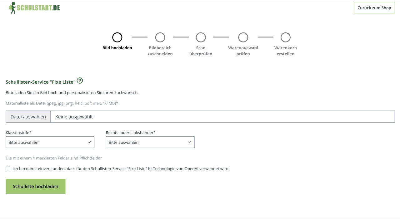 Shopware Projekt Schulstart.de Checkout-Seite von der Shopware Agentur enno.dev – E-commerce Chackout site  Lösungen
