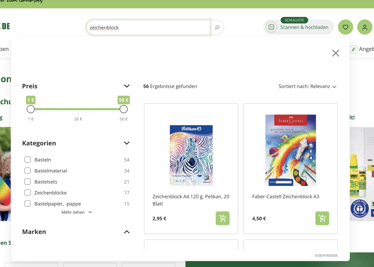 Shopware Projekt Schulstart.de von der Shopware Agentur enno.dev – E-commerce Lösungen Filter