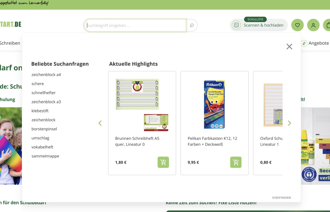 Shopware Projekt Schulstart.de von der Shopware Agentur enno.dev – E-commerce Lösungen Search